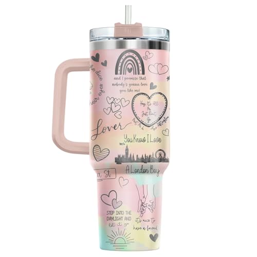 Pink Pastel Lover Romantic 40 oz Tumbler with Handle