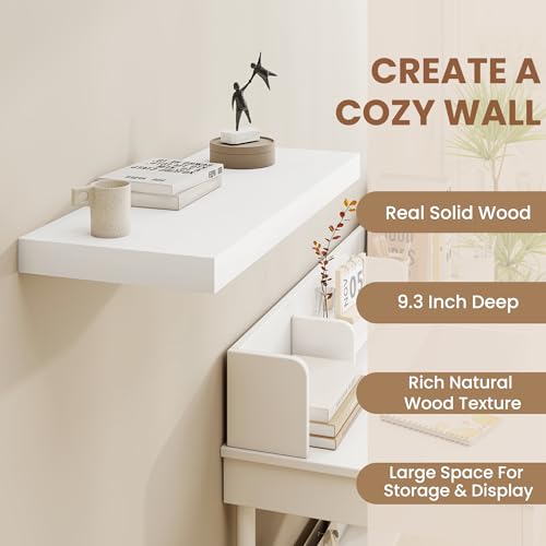 White Floating Shelves for Wall (2 Count)