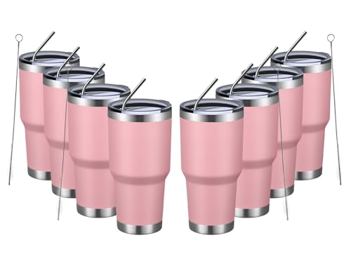 30oz Insulated Tumbler With Lids and Straws (8 Count)