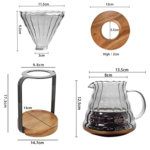 Pour Over Coffee Maker Set with Dripper Stand Coffee Filters Paper Coffee Grinder Gift for Coffee Lovers