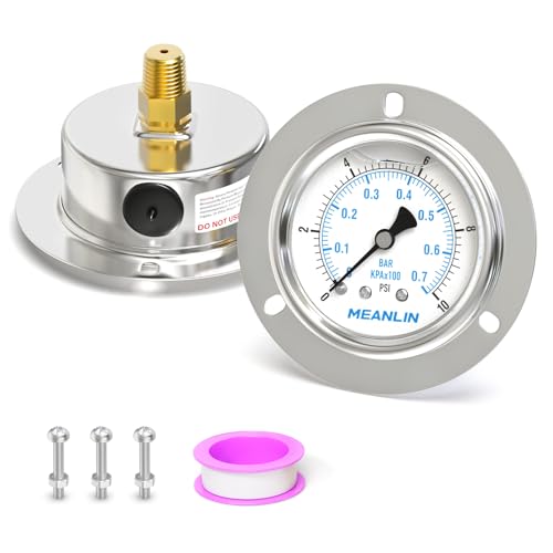 0~10Psi Liquid Filled Pressure Gauge Front Flange Panel Mount