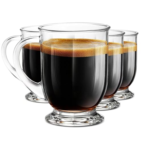 Clear Glass Coffee Mugs Set of 4 (4 Count)