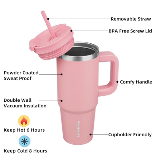 30 oz Insulated Tumbler with Handle & Straw