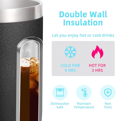 14oz Insulated Stainless Steel Coffee Mug with Lid Bulk 2 Pack (2 Count)