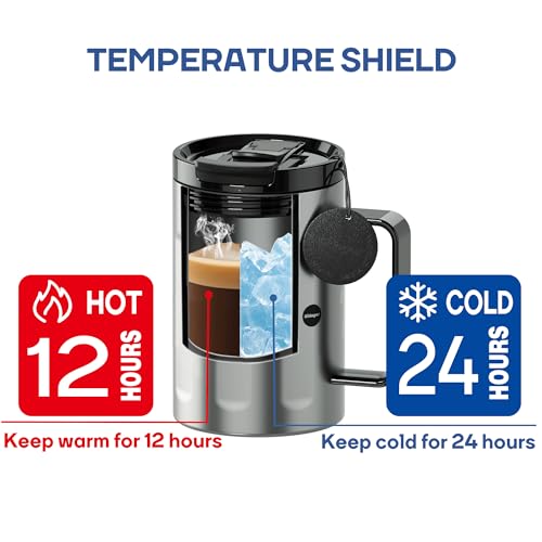 18 oz Stainless Steel Insulated Coffee Mug with Handle and Lid