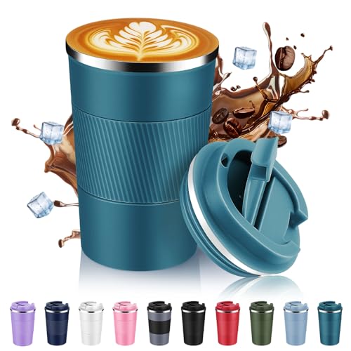 13 oz Stainless Steel Insulated Travel Coffee Mug with Fip Lid