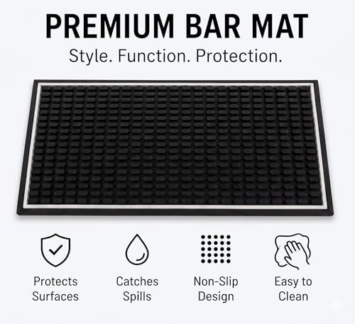 Bar Mat 12in x 6in. 1cm Thick Durable and Stylish Bar Mat for Spills