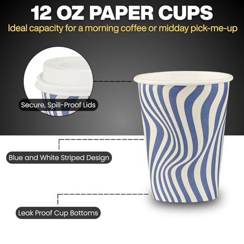 Disposable Coffee Cups with Lids (100 Count)