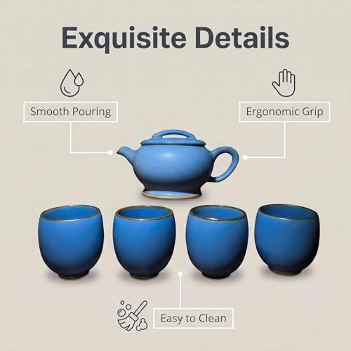 Brand Handcrafted Blue Ceramic Tea Set