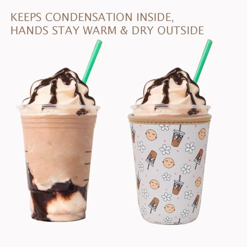 Reusable Insulated Neoprene Iced Coffee Cup Sleeve (3 Count)