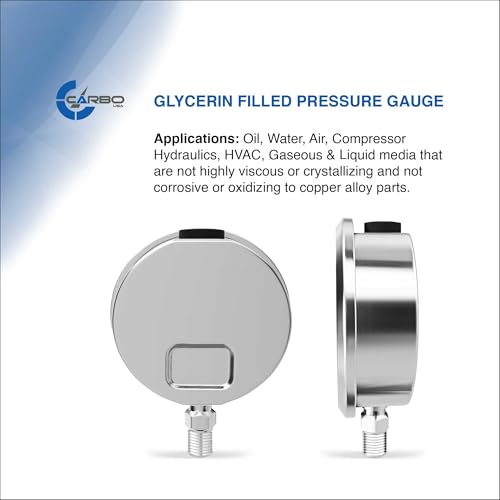 Carbo 100 PSI Liquid Filled Pressure Gauge with NIST Traceable Certificate