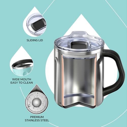 16 oz Insulated Coffee Mug with Lid and Handle