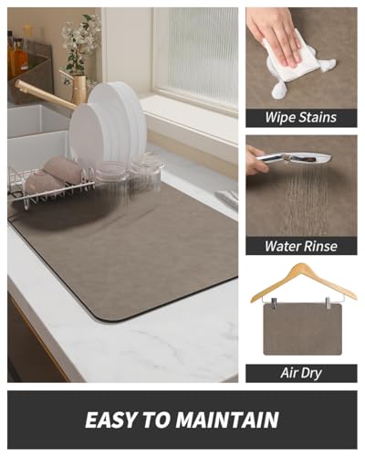 Coffee Mat Hide Stain Rubber Backed Absorbent Dish Drying Mat for Kitchen Counter