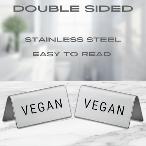 Vegan Stainless Steel Metal Table Tent Sign (4 Count)