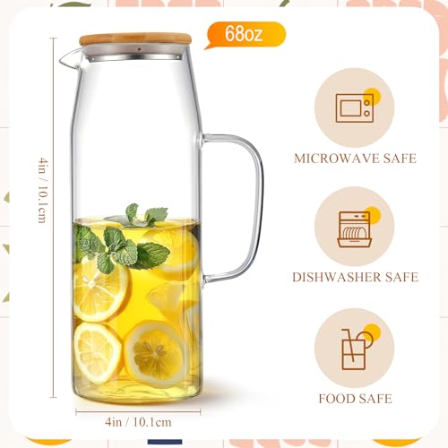 2 Sets Glass Pitcher with Lid (2 Count)