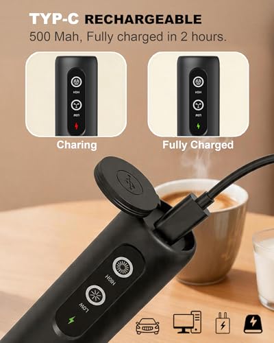 2 Speed Rechargeable Milk Frother Handheld