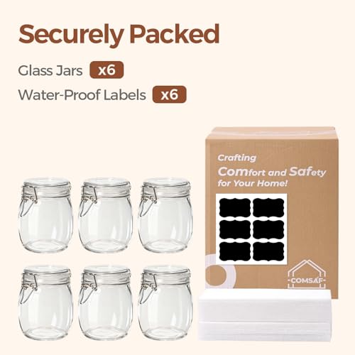 Glass Mason Jars with Airtight Lids 25oz 6 Pack Pickling Pantry (6 Count)