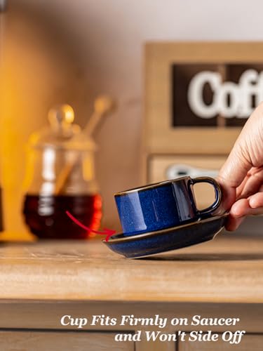 2.5oz Espresso Cups Set of 4 with Saucers Metal Rack (8.25 Count)