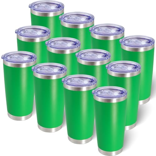 20oz Tumbler with Lid Stainless Steel Tumblers Insulated Mug Green 12P (12 Count)