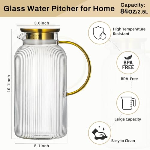 2 PACK Glass Pitcher with Lid (2 Count)