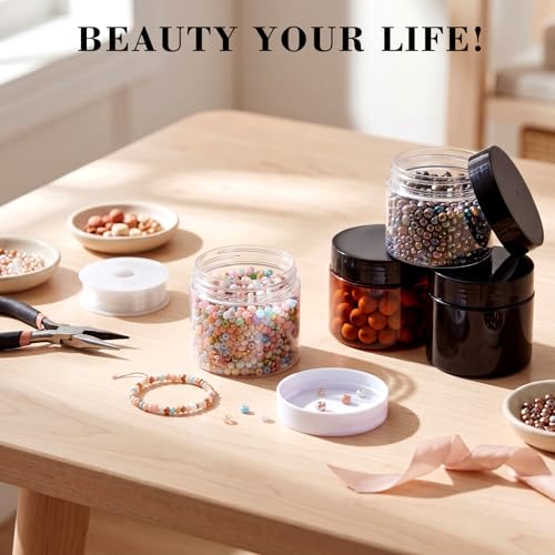 4 Pcs Plastic Jars Wide Mouth with Lids (4 Count)