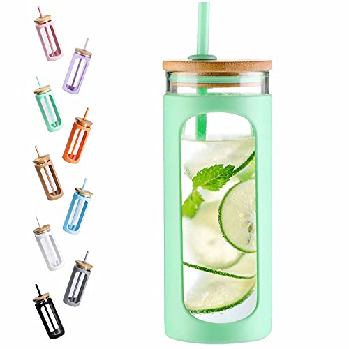 20oz Glass Water Tumbler with Straw and Lid