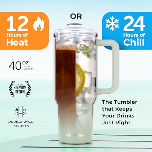 40 oz Tumbler With Handle and Straw Made of Stainless Steel