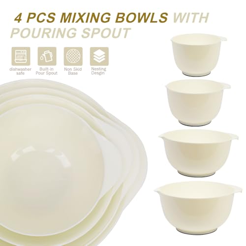 4.5 Quart Large Plastic Mixing Bowls set with Pour Spout