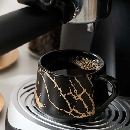 Ceramic Espresso Cups with Saucers and Metal Stand (7.6 Count)