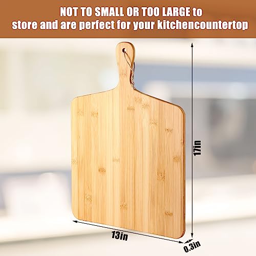 12 Packs 17 x 13 Inch Wooden Bamboo Cutting Board Set with Handles Large Kitchen Serving Plain Chopping Board Bulk Gifts for Mom for Vegetables Meat Pizza Cheese Fruit Bread (12 Count)