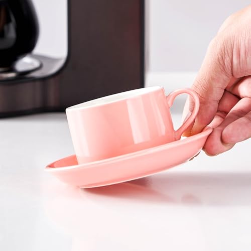 8 OZ Porcelain Stackable Cappuccino Cups and Metal Stand Set of 4 (4 Count)