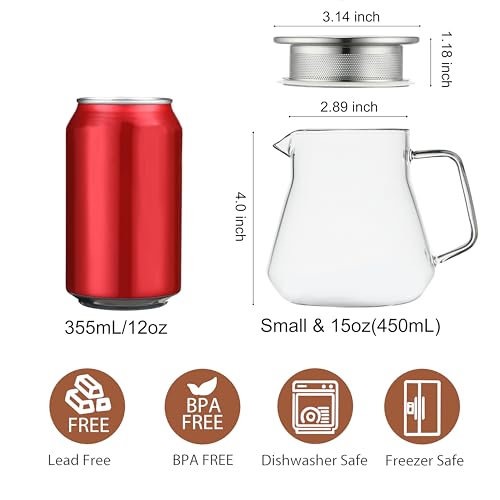 Small Glass Teapot with Stainless Steel Filter Lid