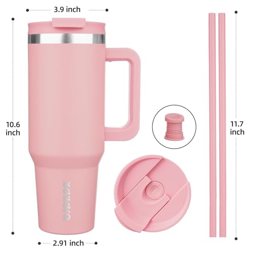 40 oz Insulated Tumbler with Handle & Straw