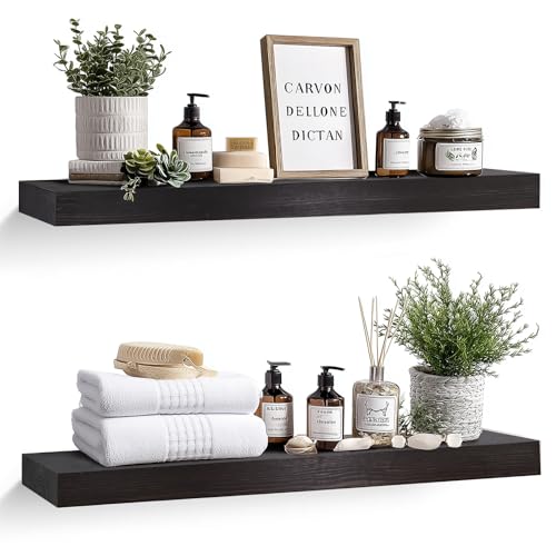 Solid Wood Floating Shelves (2 Count)