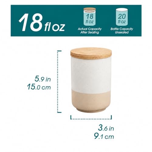Sabine Small Ceramic Canister with Airtight Wood Lid