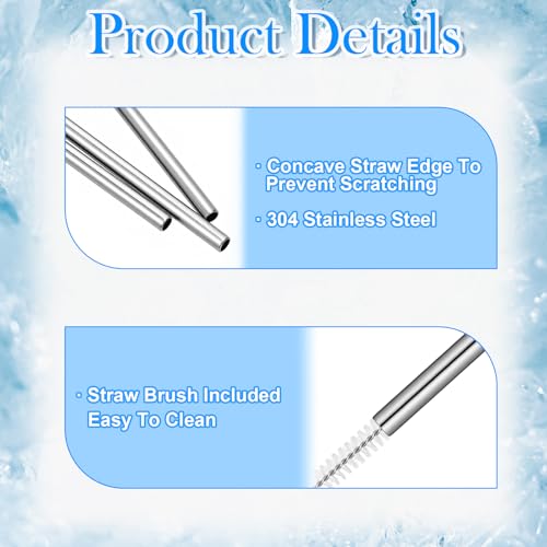 8 Pack 6 Inch Short Bent Metal Cocktails Straws (10 Count)