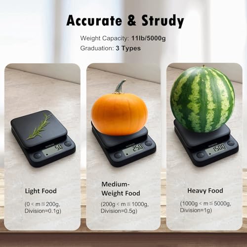 Food Scale Small Digital Kitchen Scales Weight Grams Ounces Black
