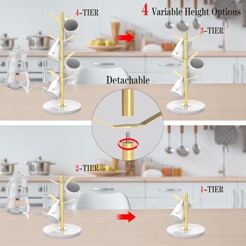 Gold Marble Mug Holder Tree with 2