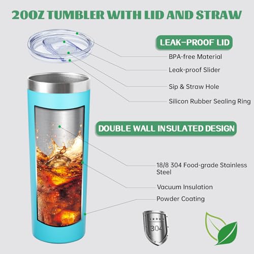 20 oz Skinny Tumbler with Lid and Straw (8 Count)