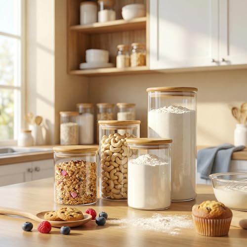 Large Glass Flour and Sugar Containers 180oz x2 [Set of 2] (2 Count)
