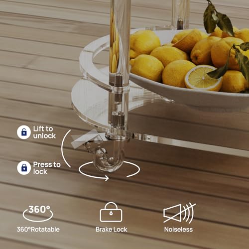 Acrylic Bar Cart with 4 Lockable Wheels