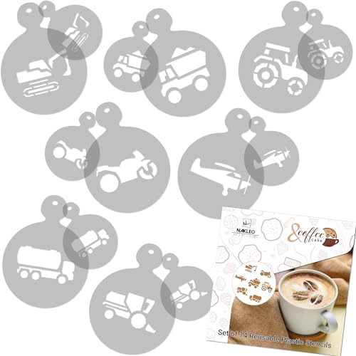 Coffee Stencils and Cookies Decoration 14Pcs 2.8”x2.8” and 4.3”x4.3” (14 Count)