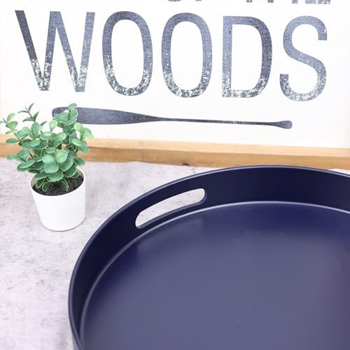 Navy Blue Decorative Serving Tray with Handles