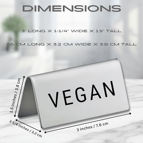 Vegan Stainless Steel Metal Table Tent Sign (4 Count)