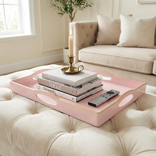 Pink Serving Tray with 4 Handles