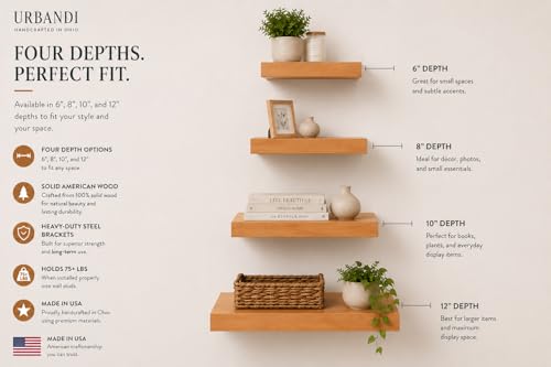 URBANDI Rustic Floating Shelves (2 Count)