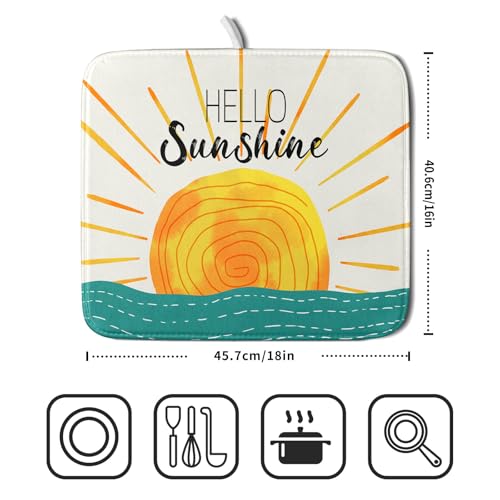 Summer Seaside Sunset over Sea Dish Drying Mat for Kitchen Counter