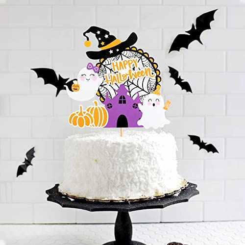 1 Big Happy Halloween Boo Web Pumpkin Ghost Witch Hat Cake Topper