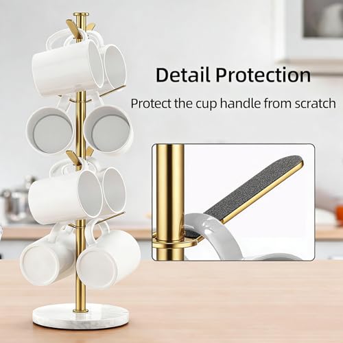 Gold Mug Holder Tree with Marble Base
