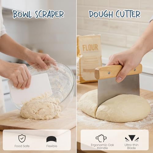 Sourdough Starter Kit with Banneton Bread Proofing Baskets (2 Count)